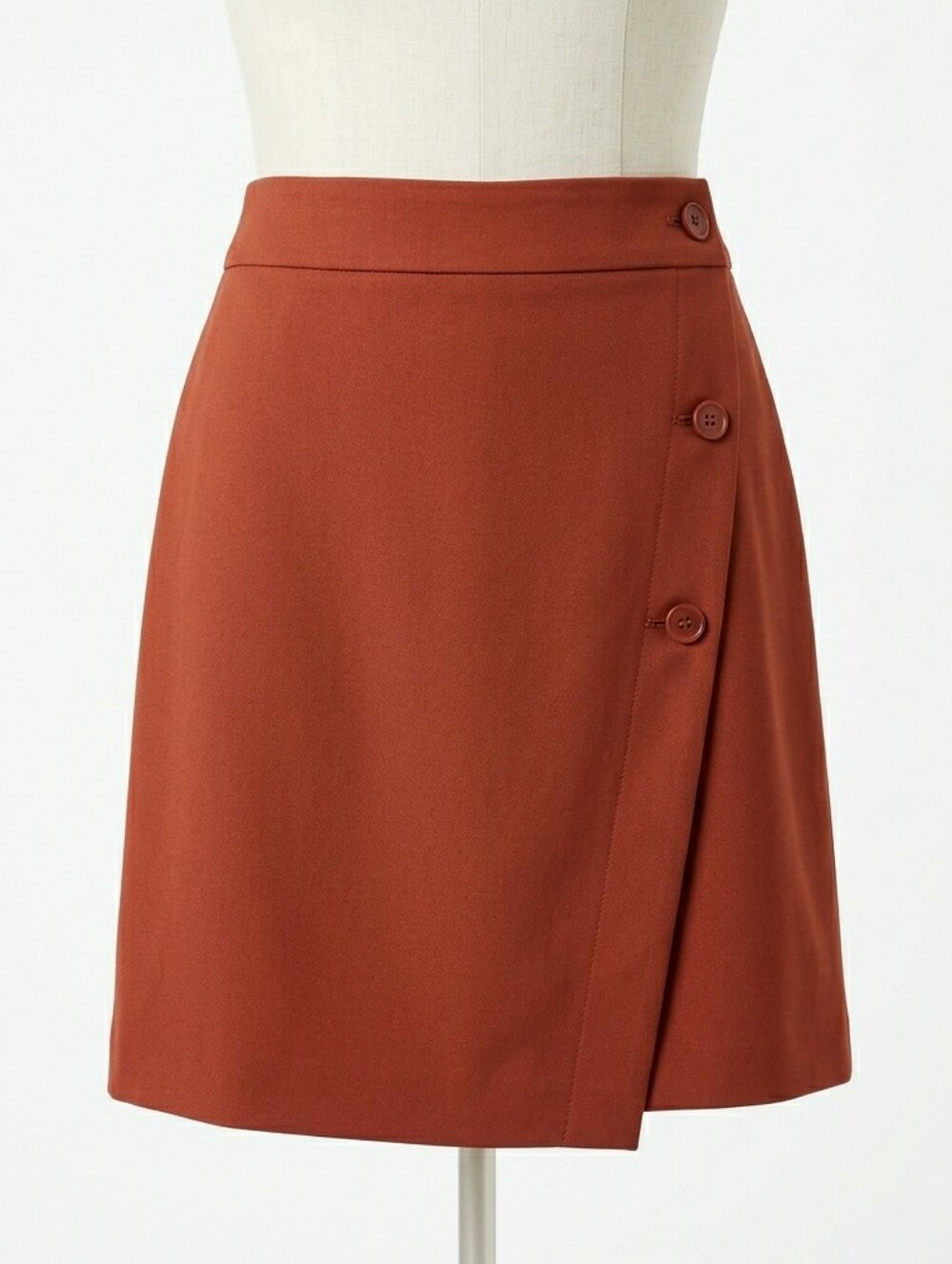 LOFT Rust Faux Wrap Mini Skirt Button Trim Accent Tailored Size 2
